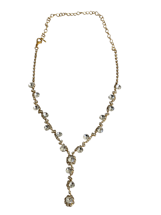 Collier, Bracelette + Ohrstecker Set Golden Crystal